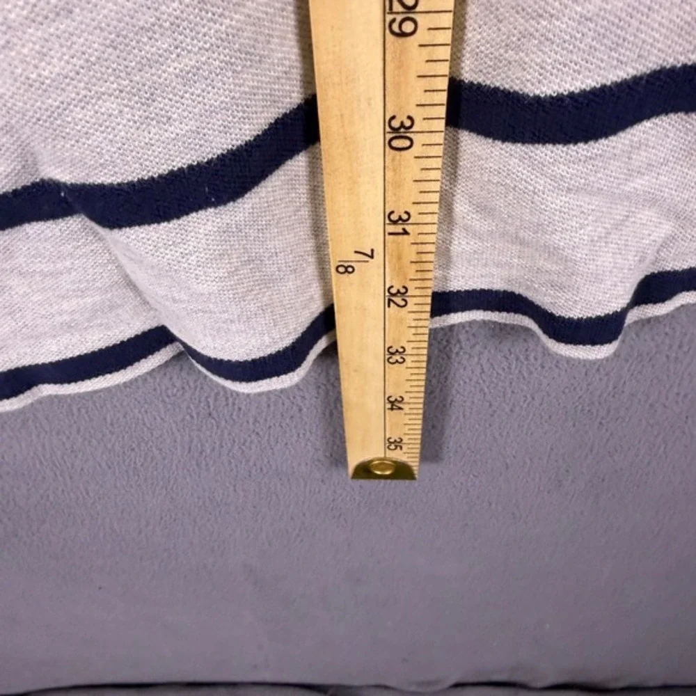 Vintage Polo Ralph Lauren Mens Polo‎ Shirt XL Gray & Navy Stripes Long Tail